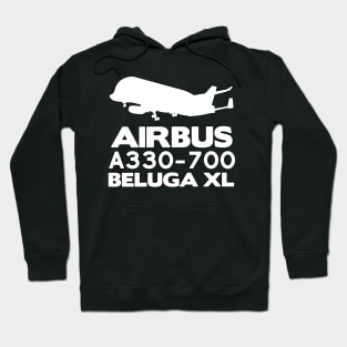 Airbus A330-700 Beluga XL Silhouette Print (White) Hoodie